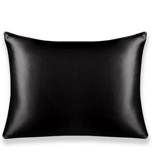 NEW 100% Mulberry Silk Black Standard Pillowcase 22mm Invisible Zipper Grade 6A